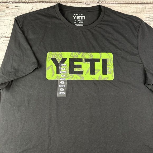 Yeti Other - Yeti GS9531-1 Men Black Floral Logo Badge Short Sleeve T-Shirt Size X-Large New